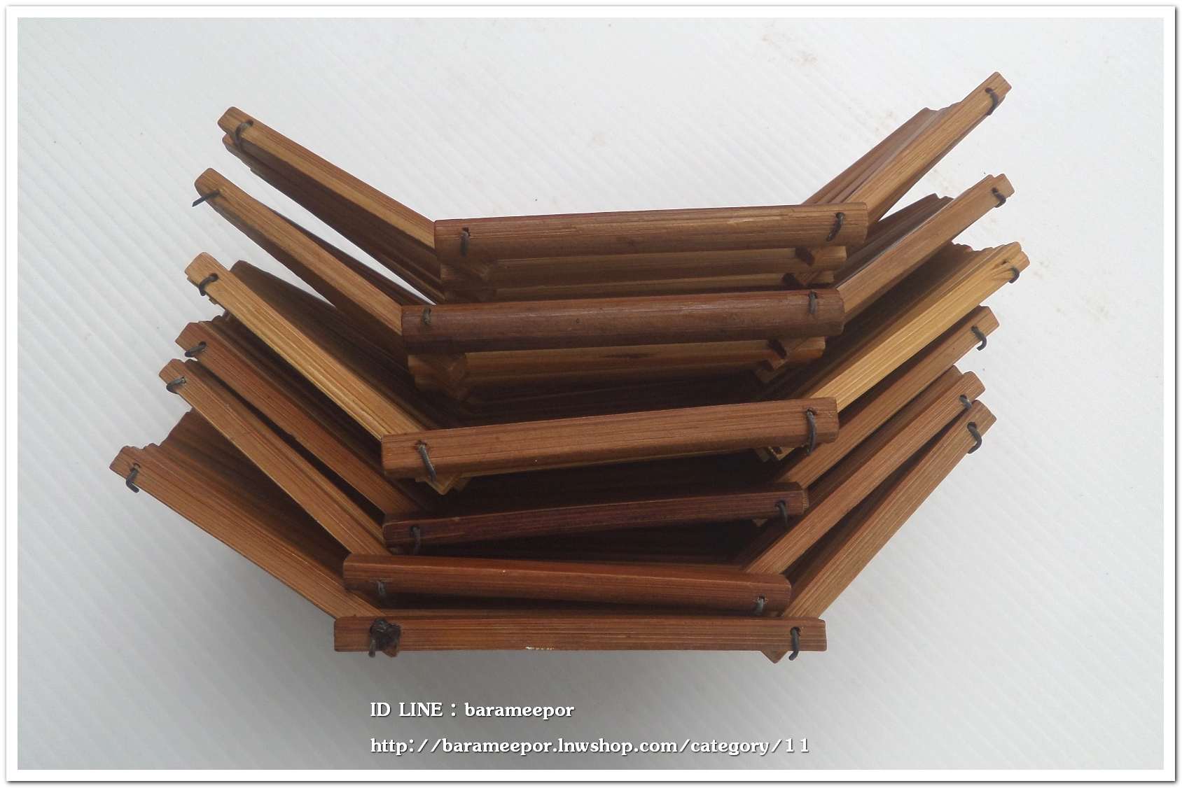 ผลิตภัณฑ์ไม้ไผ่ญี่ปุ่นเป็นรูปเรือ พับเก็บได้ สำหรับวางตะเกียบหรือช้อน ขนาดยาว 9 นิ้ว ชุดเซ็ท 6 ชิ้น