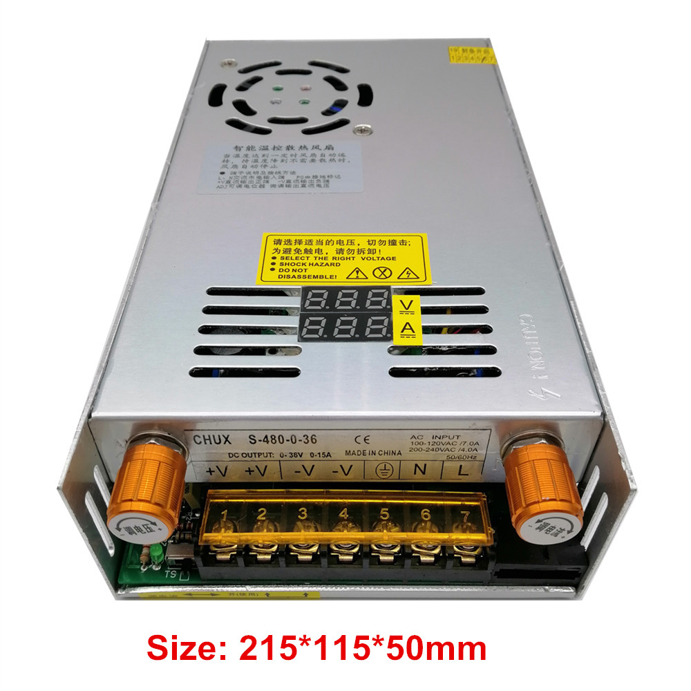 Switching power supply ปรับ V A ได้ 480W (DC 0- 48VDC) ชาร์จแบตเตอรี่ solar cell เพาเวอร์ซัพพลายปรับค่าได้ (HJS-480-0-48)