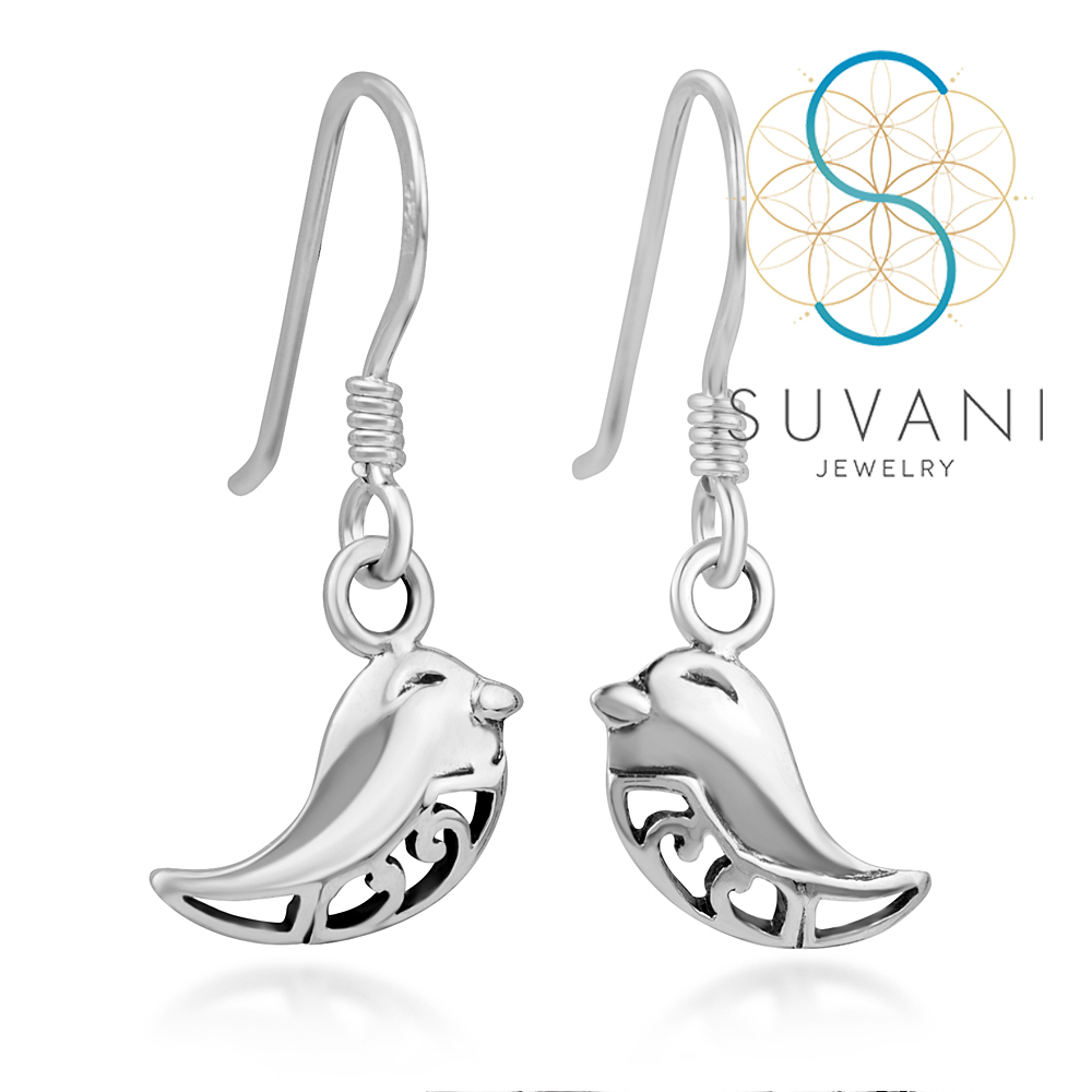 SUVANI ต่างหูเงินแท้ 92.5% ต่างหูนกน้อย ลายฟิลิกรี ต่างหูห้อย เครื่องประดับเงินแท้