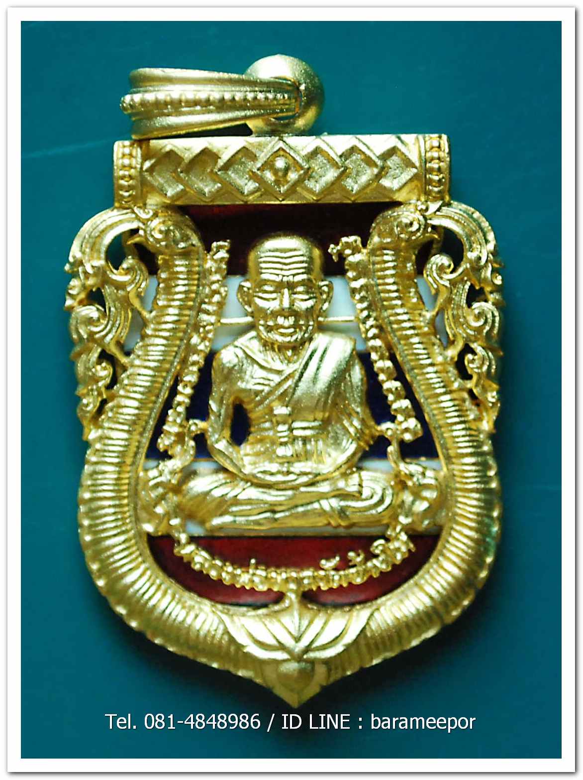 หลวงพ่อทวด 100 ปี อ.ทิม ศาลหลักเมือง เหรียญเสมาหน้าเลื่อน ฉลุลายยกองค์ เนื้อบรอนซ์นอก ลงยาราชาวดี สีธงชาติ หมายเลข ๖๙๒