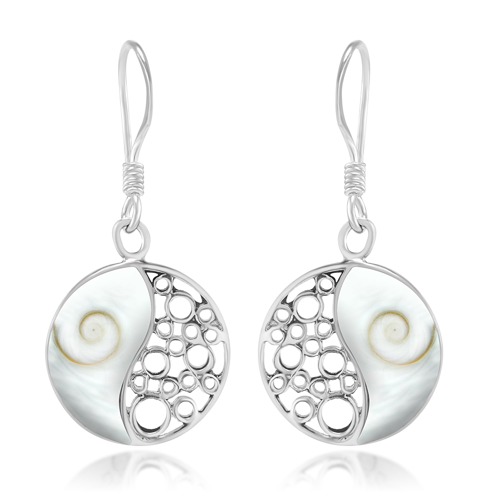 Suvani Jewelry - ต่างหูเงินแท้ 92.5% ต่างหูห้อยหยินหยาง Shiva Eye ต่างหูเงินแฟชั่น ใส่ได้ทุกโอกาส