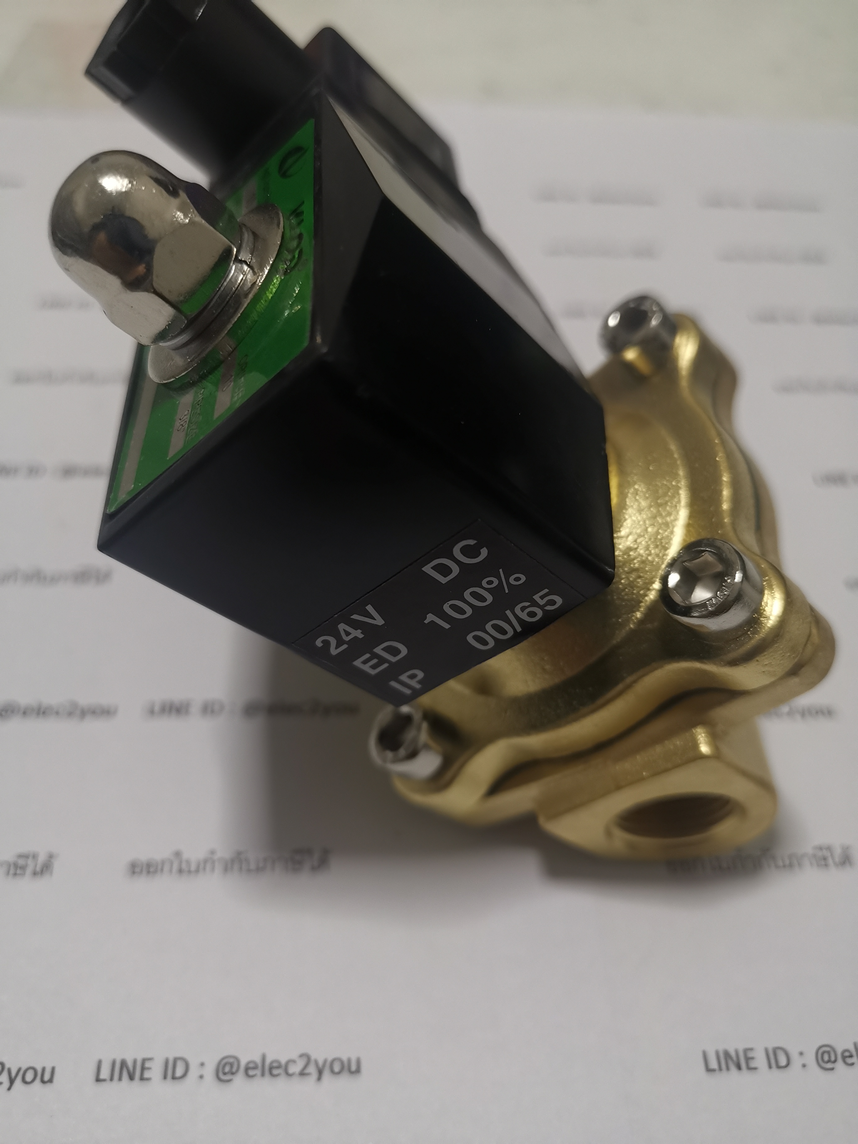 Solenoid Valve ทองเหลือง,คอยล์กันน้ำ 3/8 นิ้ว (3 หุน) 24VDC (NC) KLOD