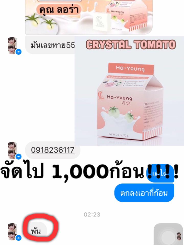 Ha-young Soap 70 g. สบู่ฮายัง สบู่มะเขือเทศสีขาว ผสมนมสด ผิวขาวกระจ่างใส ดุจดั่งอาบน้ำนม