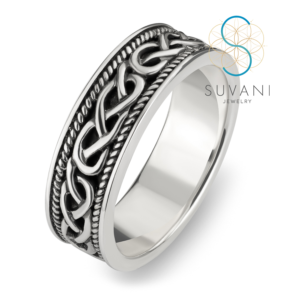 SUVANI แหวนเงินแท้ 92.5 % แหวนลาย Celtic Knot เป็นสัญลักษณ์ความรักที่ไม่มีที่สิ้นสุด แหวนไซส์ 6-8