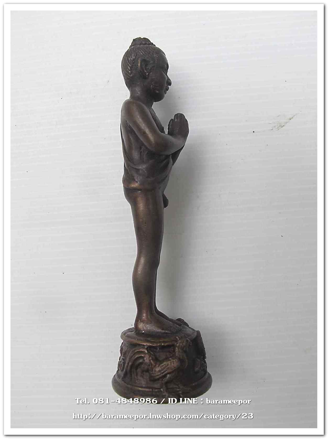 ไอ้ไข่ เด็กวัดเจดีย์ รุ่นสรงน้ำ 63 องค์บูชาโลหะทองแดงรมดำ ขนาด 5 นิ้ว ..2