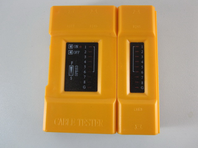 เครื่องเทสสายแลน และสายโทรศัพท์ mini pro ปรับความเร็วได้ สีเหลือง