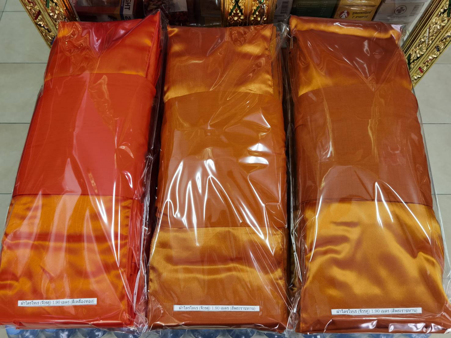 ผ้าไตรโทเร (จีวรคู่) 1.90 เมตร *ไม่มียี่ห้อ บรรจุถุงแก้วใส