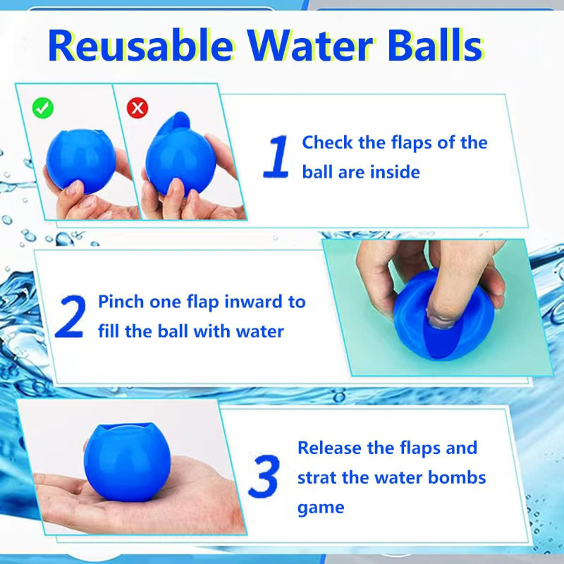 Z052 ลูกโป่งน้ำแม่เหล็ก ลูกบอลซิลิโคนเติมน้ำ พับได้ เติมน้ำง่าย เล่นได้เรื่อยๆ ของเล่นสงกรานต์สุดฮิต