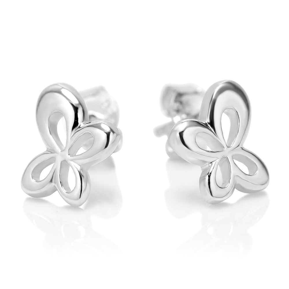 Suvani Jewelry - Earring Silver 92.5% ต่างหูแป้น เงินแท้ ลายผีเสื้อ น่ารัก ใส่ได้ทุกโอกาส