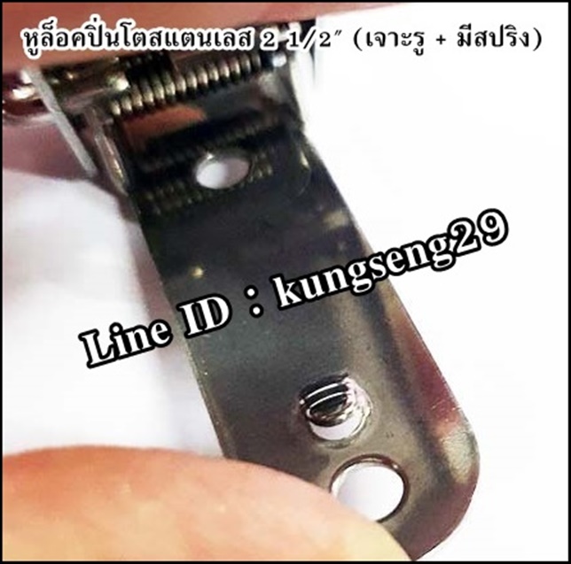 หูล็อคปิ่นโต SUS 304 (มีรู + สปริง) ขนาด 2 1/2"