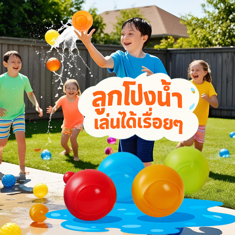 Z052 ลูกโป่งน้ำแม่เหล็ก ลูกบอลซิลิโคนเติมน้ำ พับได้ เติมน้ำง่าย เล่นได้เรื่อยๆ ของเล่นสงกรานต์สุดฮิต