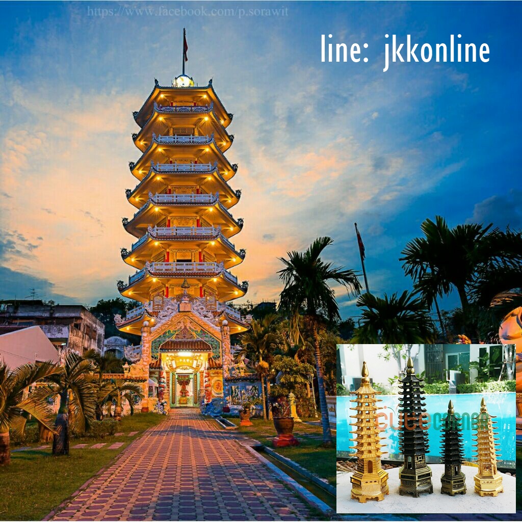 01711-โมเดลเจดีย์เหวินชาง 25 ซม สีทองเหลืองรมดำ - ฟรีค่าส่ง