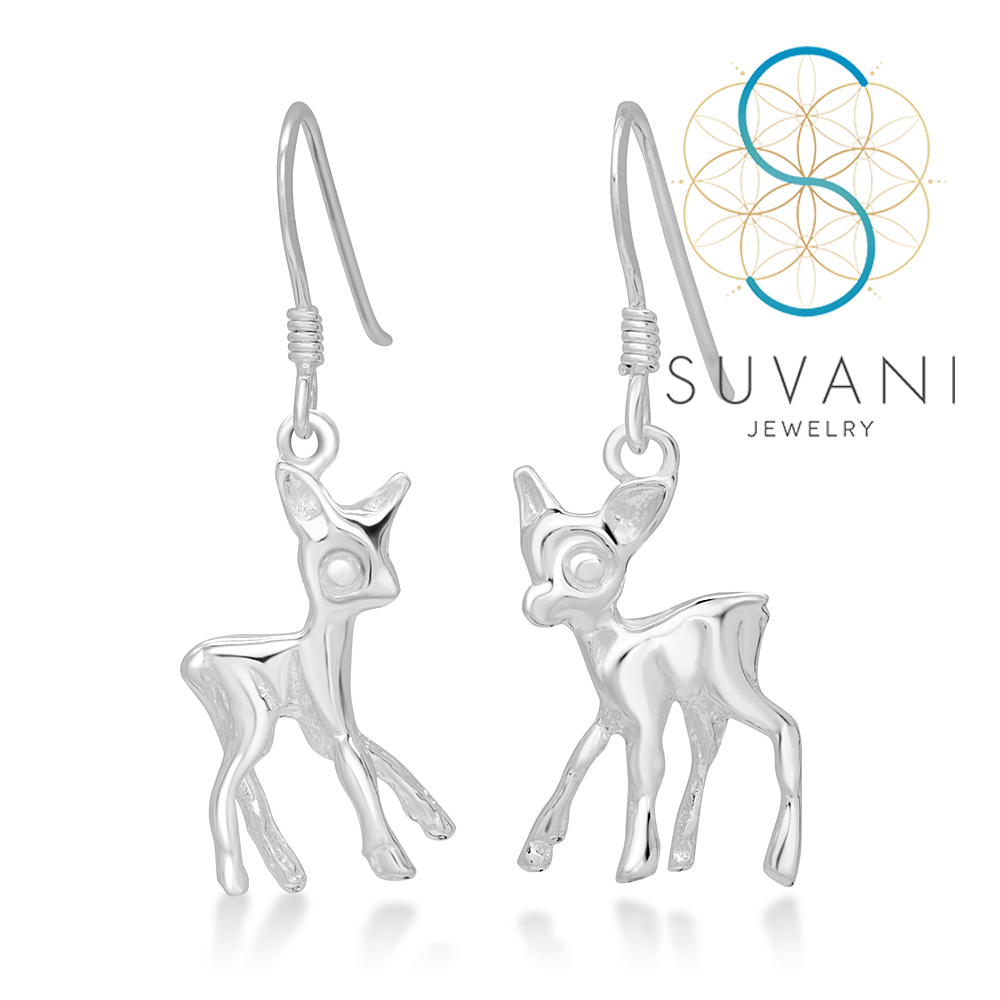 SUVANI ต่างหูเงินแท้ 92.5% ต่างหูกวางน้อยสุดน่ารัก แบบ 3มิติ ต่างหูห้อย เครื่องประดับเงินแท้