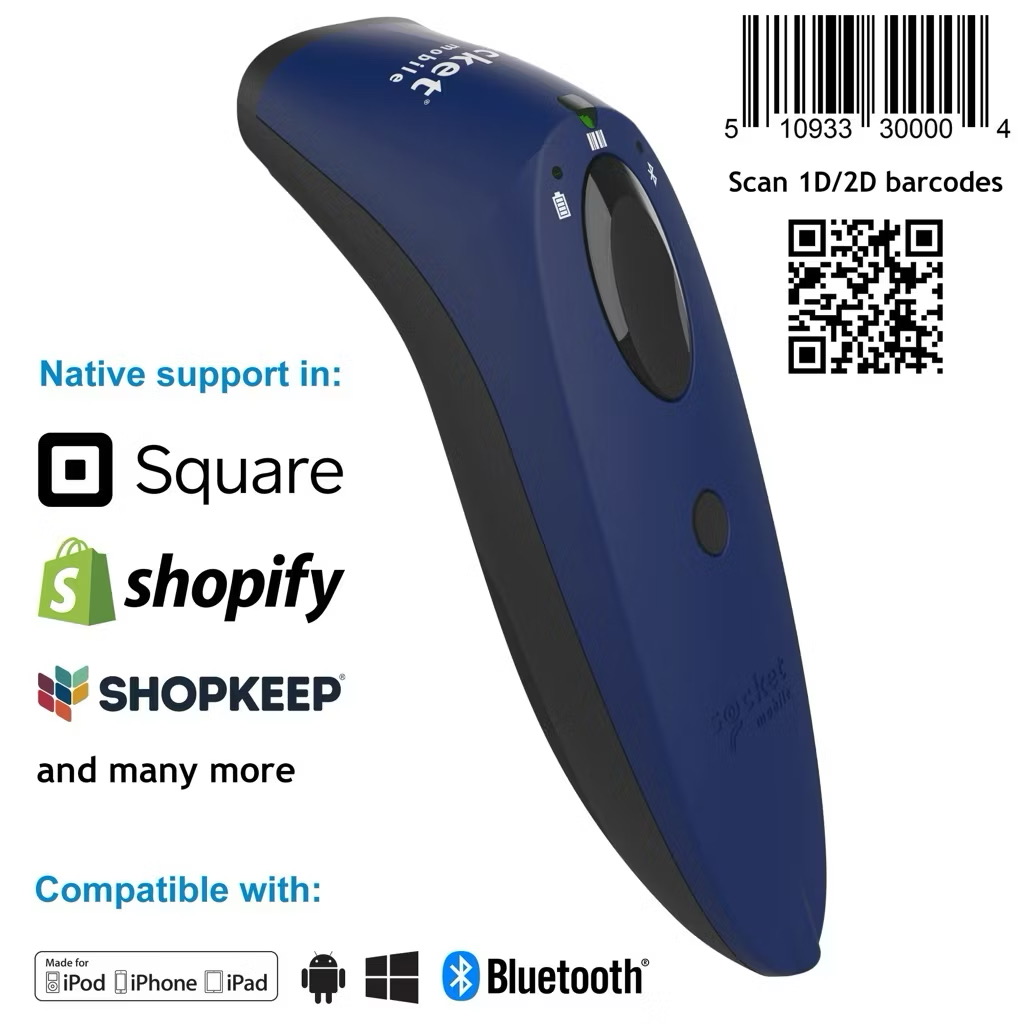 Socket Mobile รุ่น SocketScan S720 2D Bluetooth Barcode Scanner ใช้ได้กับ Shopify, Food Story iPad, Shopify, Square, Storehub, และอื่นๆ อีกมากมาย