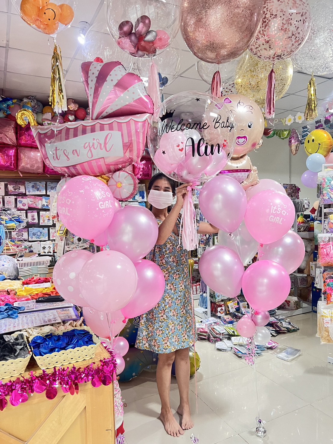 ลูกโป่งแรกเกิด ลูกโป่งรับขวัญหลาน welcome baby