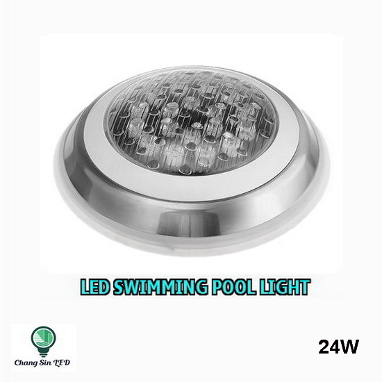 โคมไฟสระว่ายน้ำ LED Swimming Pool Light สแตนเลส 24W 30cm Warm White
