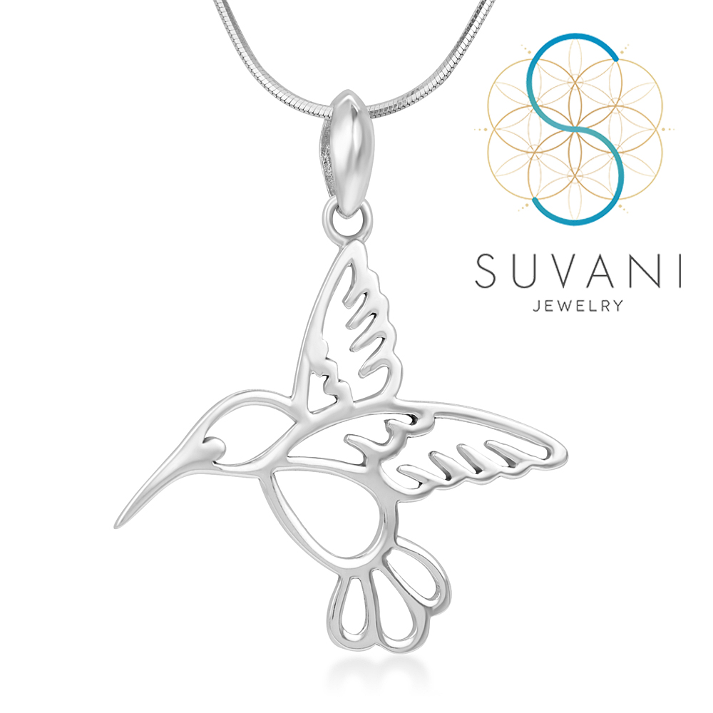 SUVANI เงินแท้ 92.5% จี้นกฮัมมิงเบิร์ด สุดน่ารัก จี้พร้อมสร้อยคอ เครื่องประดับเงินแท้