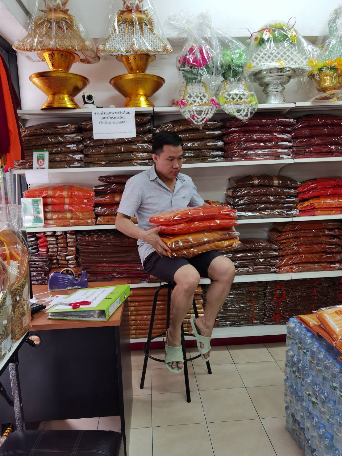 ผ้าไตรโทเร (จีวรคู่) 1.90 เมตร *ไม่มียี่ห้อ บรรจุถุงแก้วใส