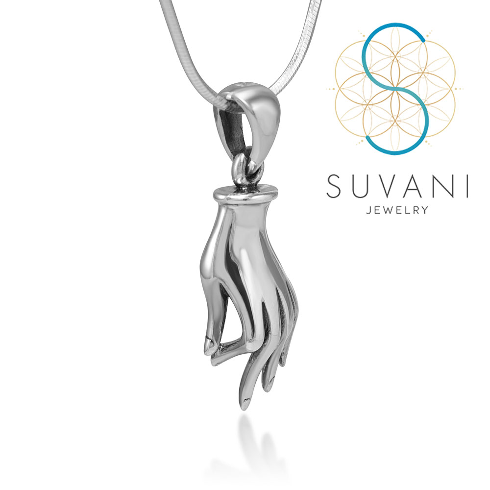 SUVANI เงินแท้ 92.5% จี้มือพระเจ้า แบบ 3 มิติ จี้พร้อมสร้อยคอ เครื่องประดับเงินแท้