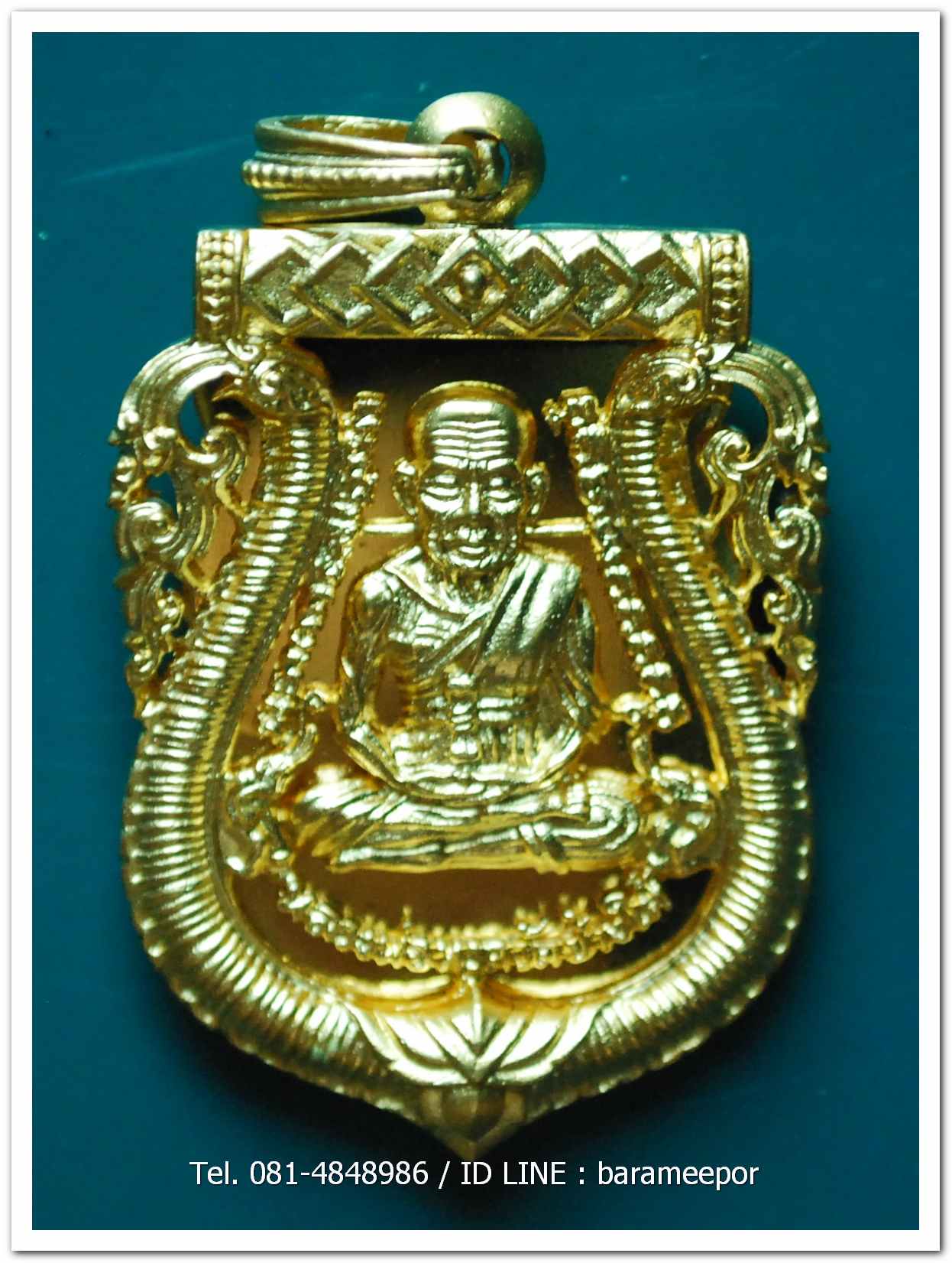 หลวงพ่อทวด 100 ปี อ.ทิม ศาลหลักเมือง เหรียญเสมาหน้าเลื่อน ฉลุลายยกองค์ เนื้อบรอนซ์นอกชุบทอง หมายเลข ๙๓๑