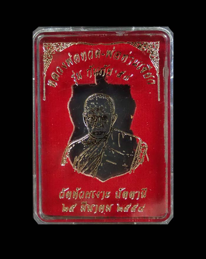 เหรียญเสมาหลวงพ่อทวด รุ่นกันภัย58 พ่อท่านเขียว วัดห้วยเงาะ ปัตตานี ปี 2558 เนื้อทองแดง หมายเลข 843 ขนาดพระสูง 3.6 ซ.ม. พร้อมกล่องเดิม
