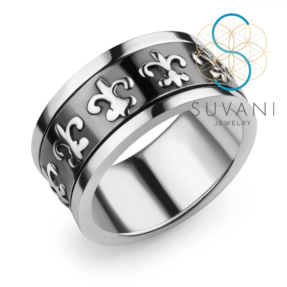 SUVANI เงินแท้ 92.5% สัญลักษณ์ดอกลิลลี่ แนววินเทจ แหวนไซส์ 6 – 12 เครื่องประดับเงินแท้