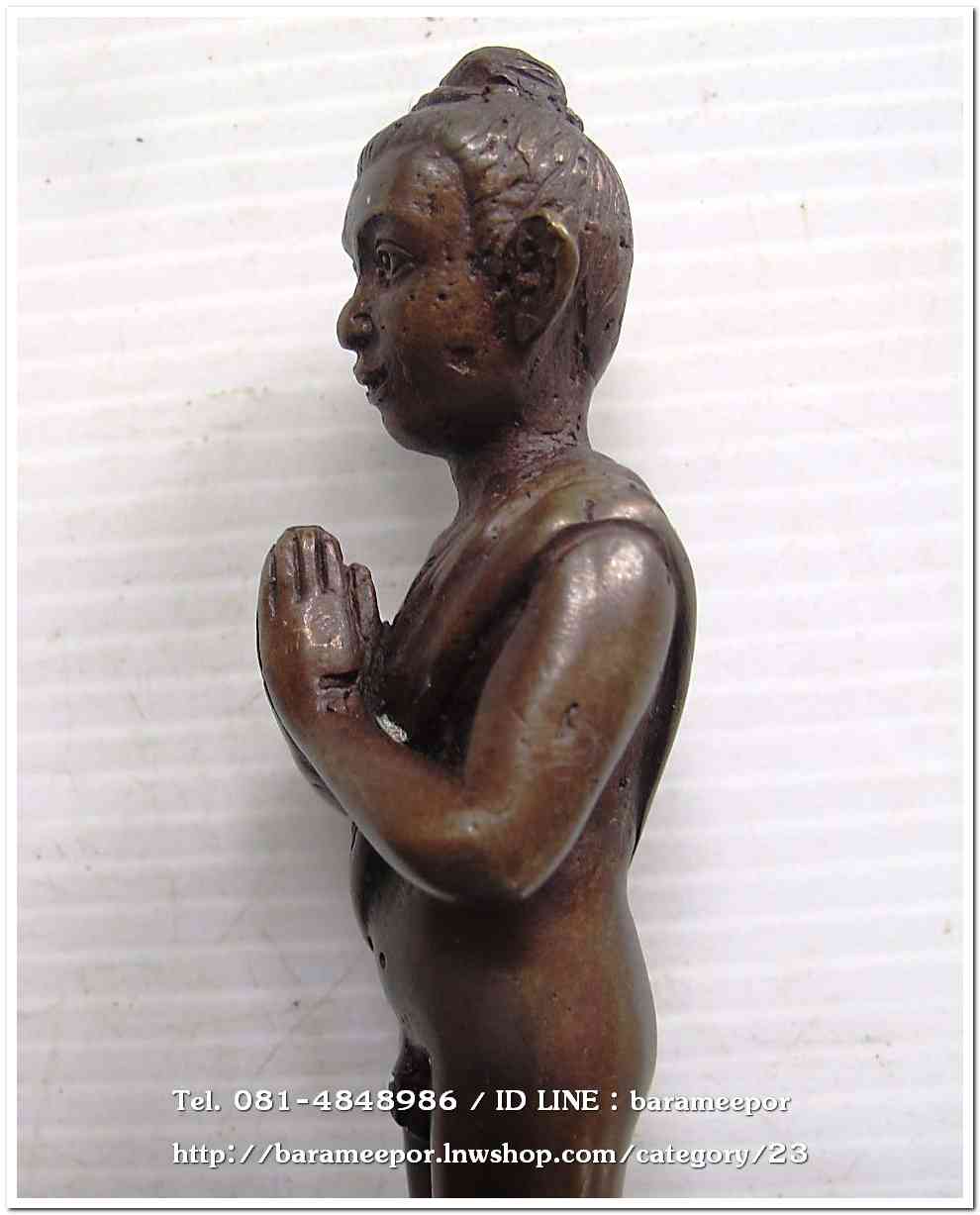 ไอ้ไข่ เด็กวัดเจดีย์ รุ่นสรงน้ำ 63 องค์บูชาโลหะทองแดงรมดำ ขนาด 5 นิ้ว เลขมงคล ๑๖๐๒ รวมกันได้ ๙..1