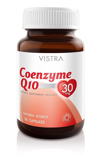 Vistra Coenzyme Q10 วิสทร้า โคเอนไซม์คิวเท็น 30 เม็ด (สูตรใหม่ Softgel Formula)