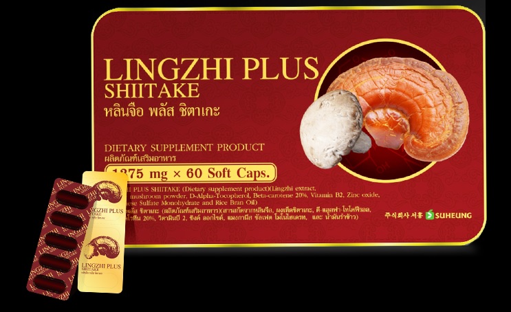 หลินจือ พลัส ชิตาเกะ (LINGZHI PLUS SHIITAKE) 60 Softs Cap สุดยอดเห็ด 2 สายพันธุ์ ที่ถูกคัดสรรค์อย่างดี