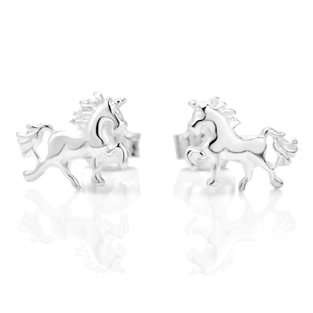 Suvani Jewelry - Earring Silver 92.5% ต่างหูแป้น รูปม้า เงินแท้ น่ารักกะทัดรัด ใส่ได้ทุกโอกาส