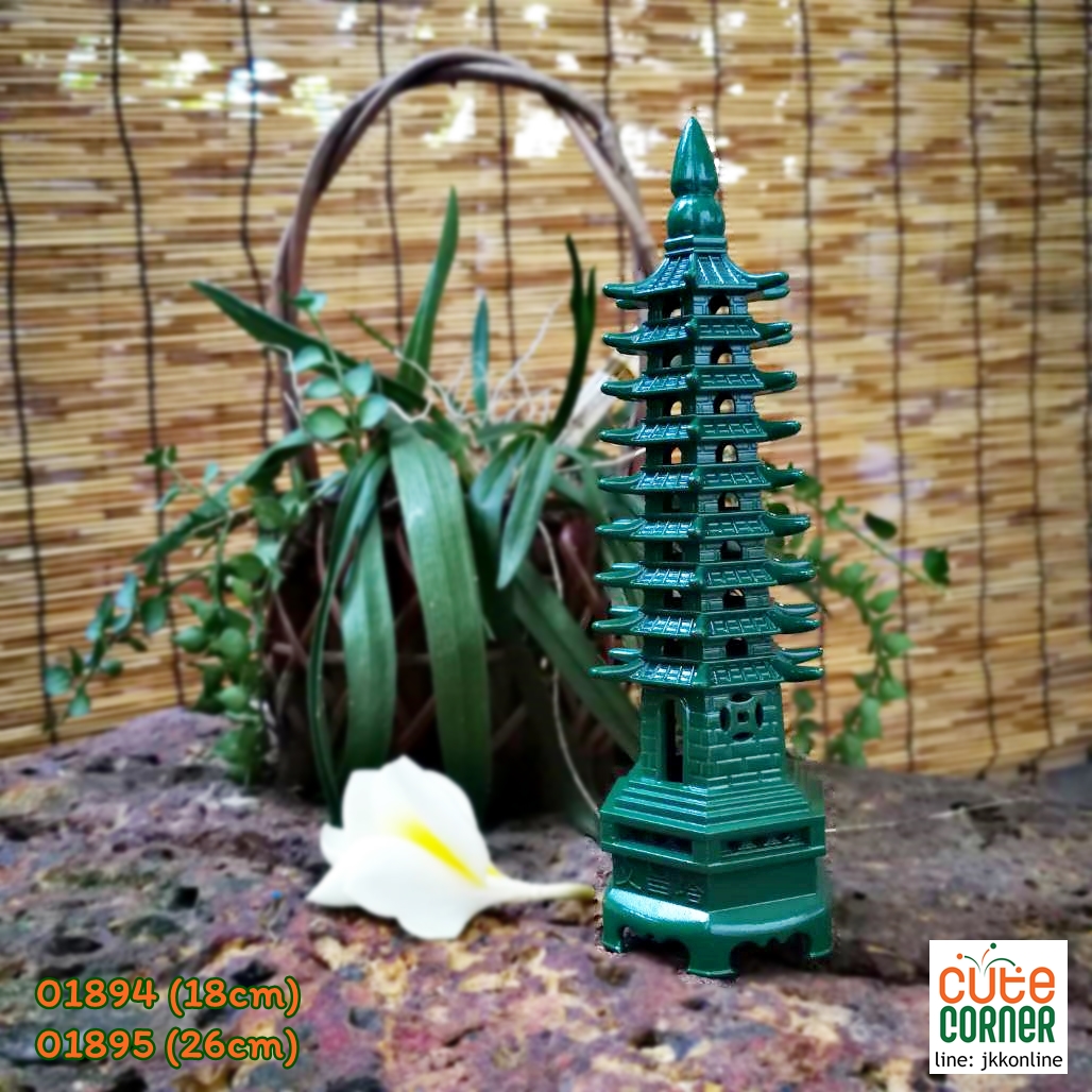 01894-โมเดลเจดีย์เหวินชางสีหยก 18ซม ฟรีค่าส่ง