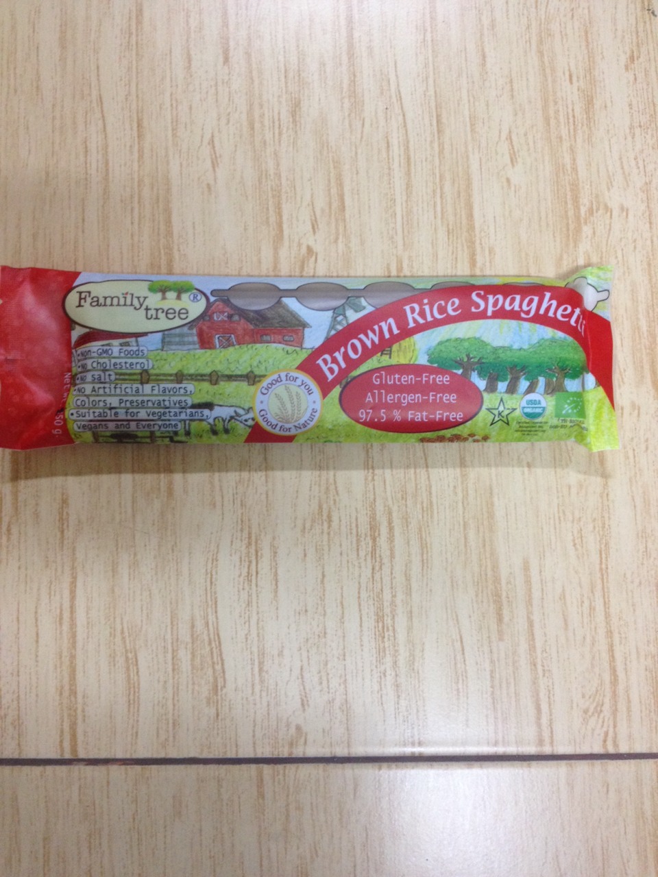 22-412-3100-1 สปาเก็ตตี้ ข้าวกล้องอินทรีย์/ห่อ (เส้นเล็ก ซองสีแดง)