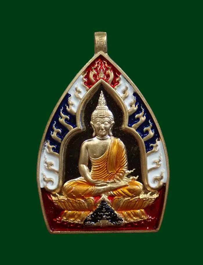 เหรียญเจ้าสัวพุทธศิลป์ รุ่นรวยพันล้าน พระอาจารย์สัญญา (คง) วัดกลางบางแก้ว นครปฐม ปี 2564 เนื้อสัตตะลงยาธงชาติ หมายเลข 822 ขนาดพระสูง 3.9 ซ.ม.