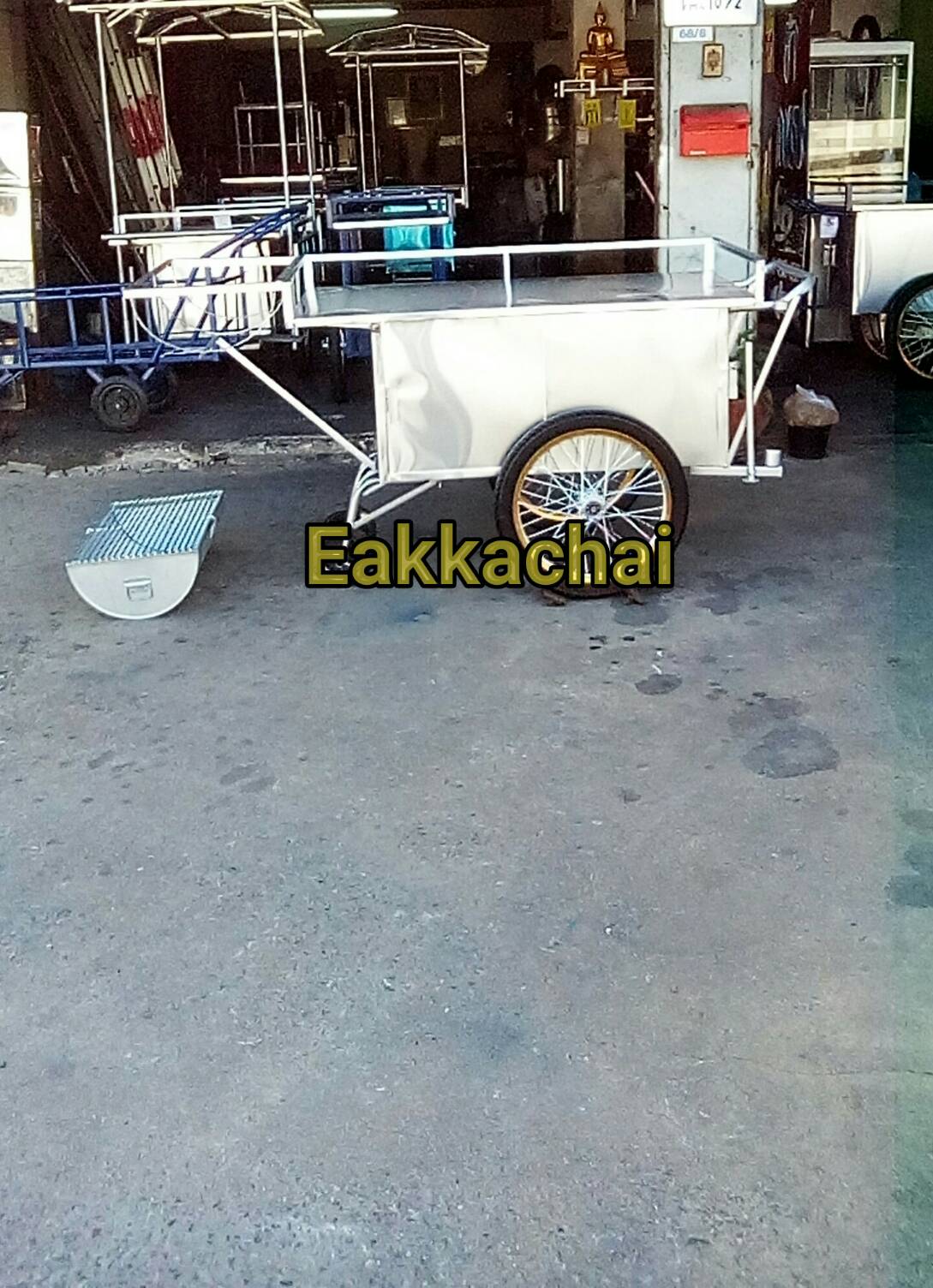 รถเข็นขายของแบบไม่มีหลังคา145 x 75 cmแบบพิเศษ มีเตาปิ้งย่าง