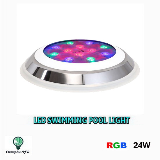 โคมไฟสระว่ายน้ำ Swimming Pool LED Light แสง RGB สแตนเลส 24W 30cm