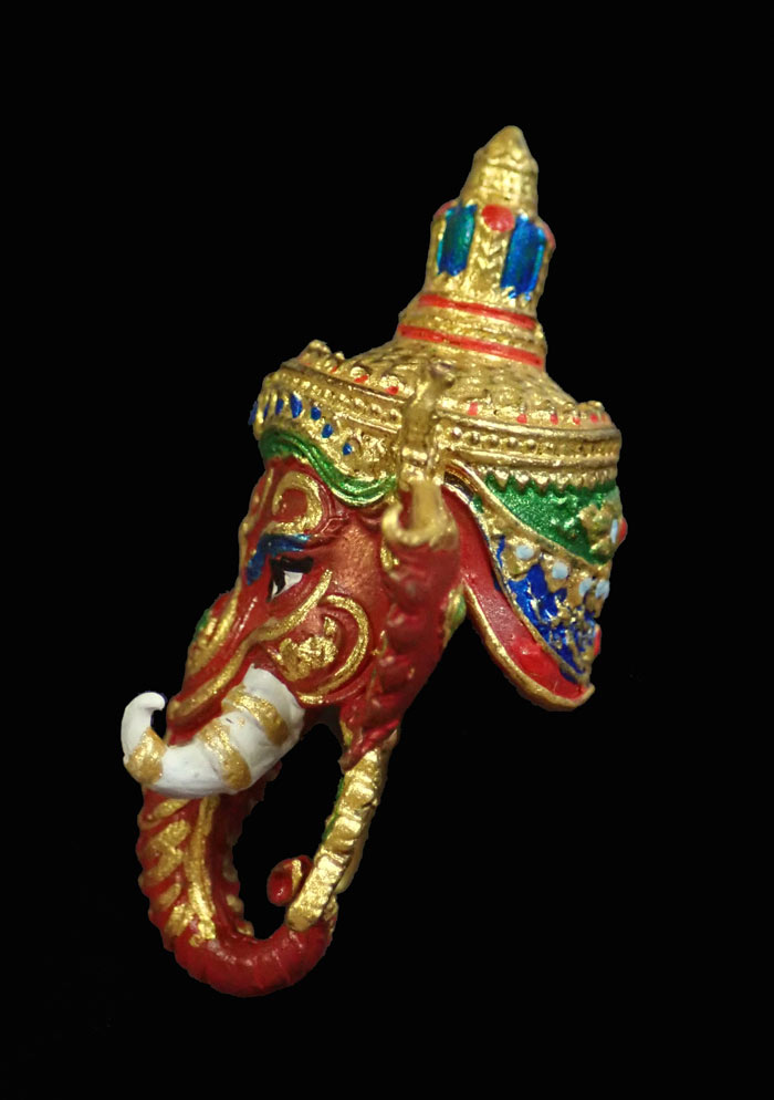 รูปหล่อเต็มเศียรพระพิฆเนศ รุ่นเศรษฐีปาฏิหาริย์ วัดสุวรรณเจดีย์ จ.อยุธยา ปี 2563 เนื้อทองบ้านเชียงเพ้นท์สีโบราณ (แยกชุดกรรมการ) หมายเลข 32