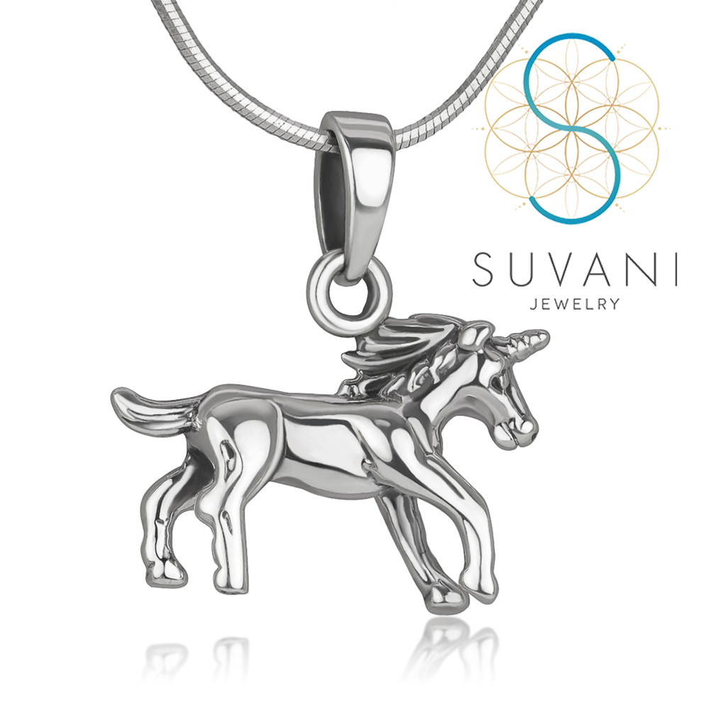 SUVANI เงินแท้ 92.5% จี้ม้ายูนิคอร์น สุดน่ารัก จี้พร้อมสร้อยคอ เครื่องประดับเงินแท้