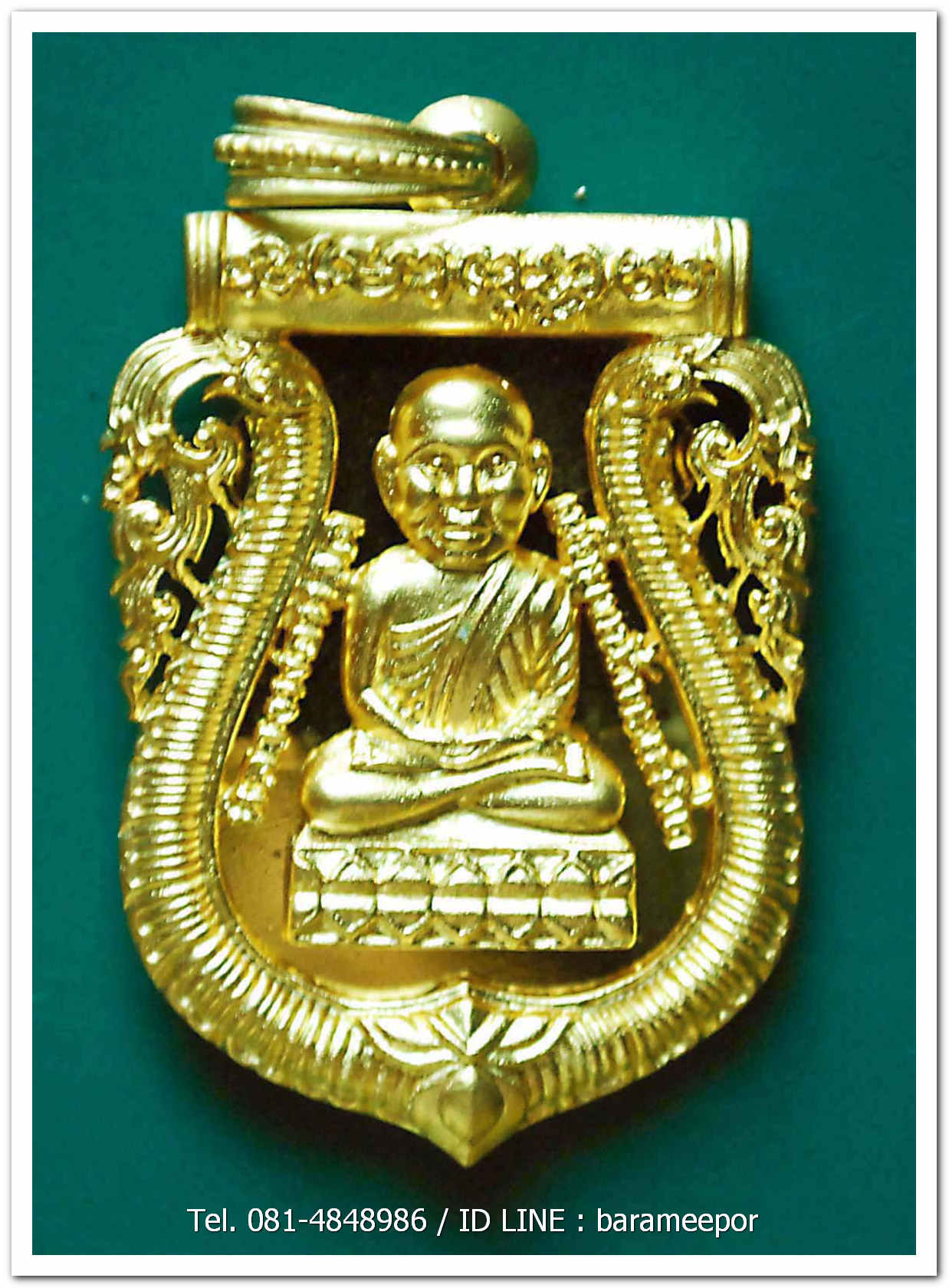 หลวงพ่อทวด 100 ปี อ.ทิม ศาลหลักเมือง เหรียญเสมาหัวโต ฉลุลายยกองค์ เนื้อบรอนซ์นอกชุบทอง หมายเลข ๖๒๔