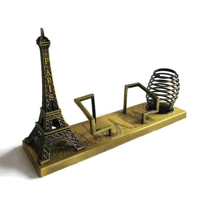 01821-โมเดลหอไอเฟล 13ซม พร้อมที่ใส่นามบัตร/โทรศัพท์และปากกา - ฟรีค่าส่ง