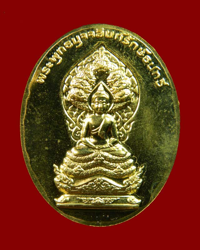 (พระประจำวันเสาร์) เหรียญนาคปรก 7 เศียรพระพุทธมุจจลินท์รักษ์ธนทวี รุ่นมุจจลินท์มหาโภคทรัพย์ ปี 2557 ชุดร่วมสร้างหอฉันและถวายธรณีสงฆ์ เนื้อทองระฆังสองหน้า