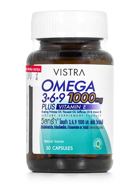 Vistra Omega 3,6,9 1000 mg. Plus Vitamin E วิสทร้า โอเมก้า 3,6 9 1000 มก. พลัส วิตามิน อี