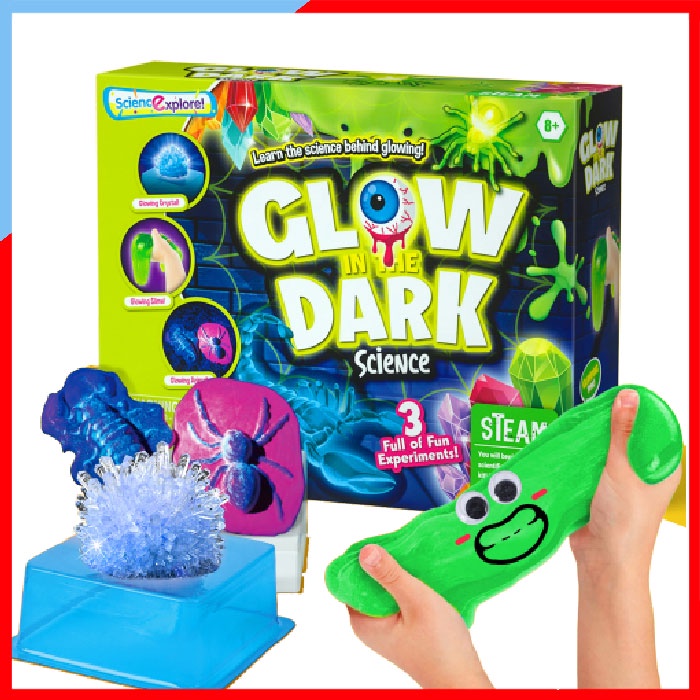 VB048 กิจกรรม DIY Glow in the dark Science ชุดทดลองทำสไลม์เรืองแสง คริสตัล ทำปูนพลาสเตอร์ ของเล่น ชุดทดลองวิทยาศาสตร์
