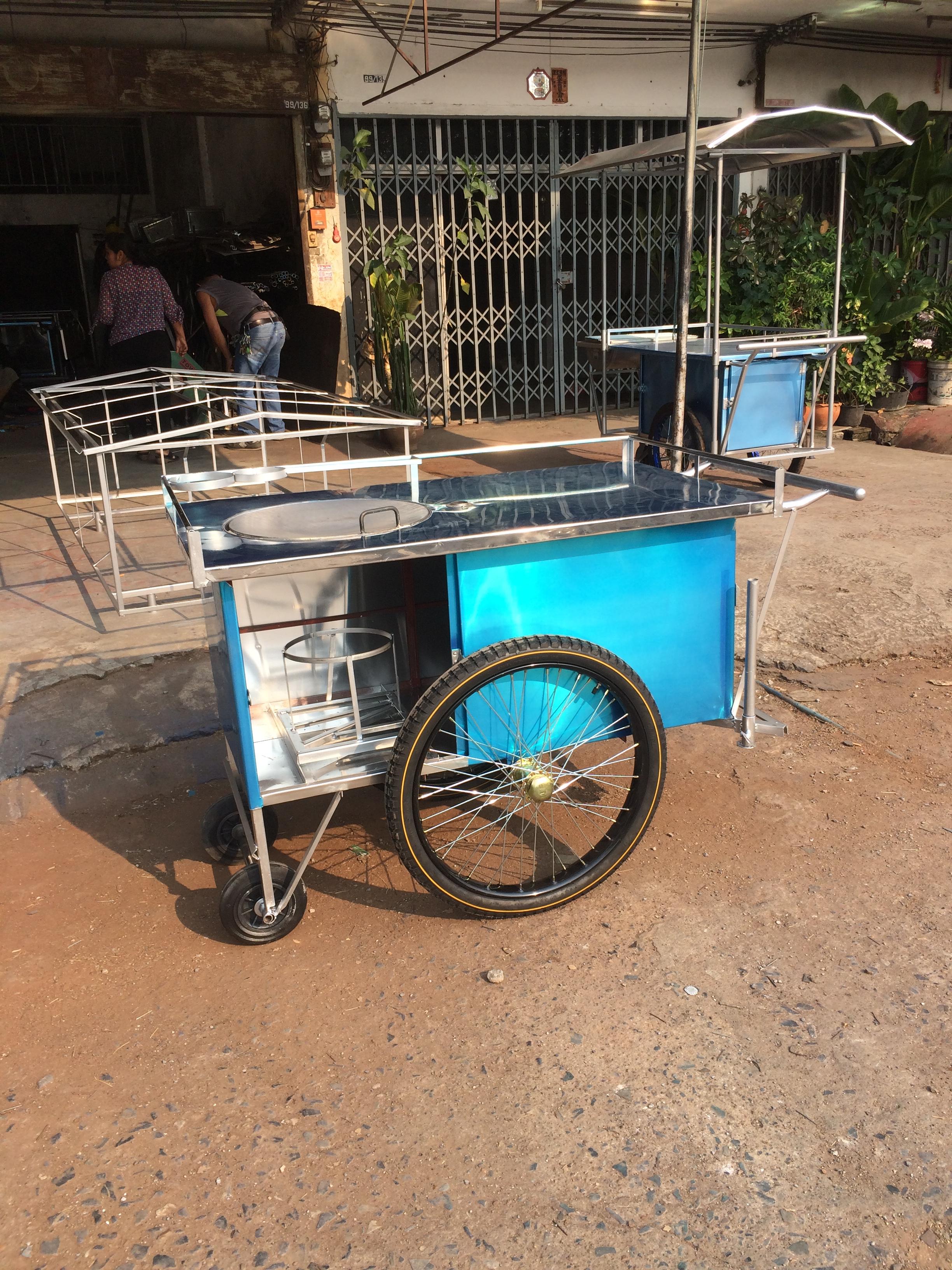 รถเข็นขายโรตี รถเข็นขนาด75x130ซม.บนแผ่นแสตนเลส