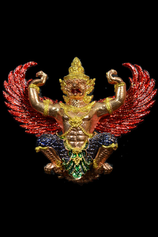 พญาครุฑ รุ่น กิตติคุโณ90 เนื้อทองแดงลงยาราชาวดี ปีกสีแดง