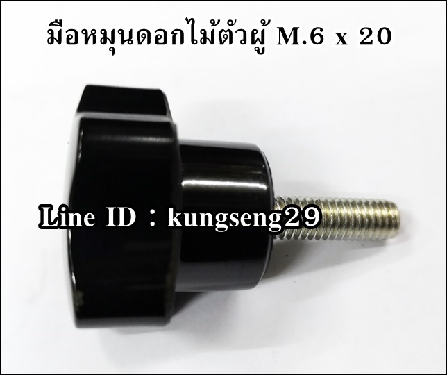 มือหมุนดอกไม้ตัวผู้ห้าแฉก M.6 x 20 (หัว 30 mm)