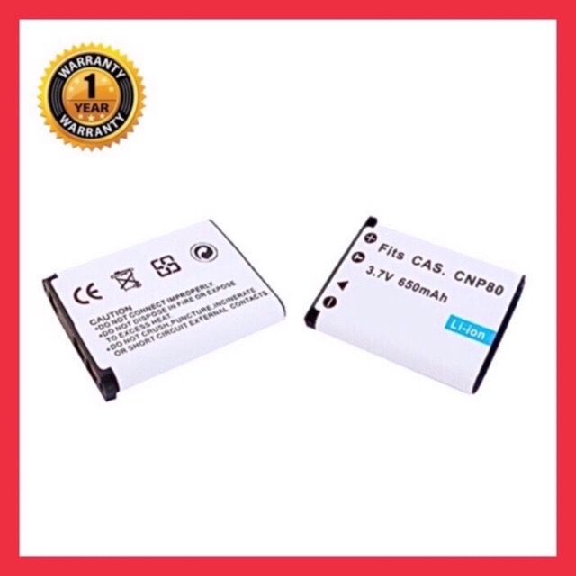 แบตเตอรี่ คาสิโอ NP-80/Casio Battery NP-80 แบตเตอรี่กล้อง Casio NP-80 NP80 CNP80 (Kod K-7006,Oly Li-40B/42B,Nik en-el10,Fuj np-45) แบตคาสิโอ สำหรับกล้อง Casio Exilim EX-S5, EX-S5PK, EX-S5SR