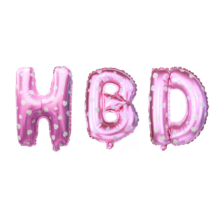 ลูกโป่งอักษรHBD 16 นิ้ว สีชมพู