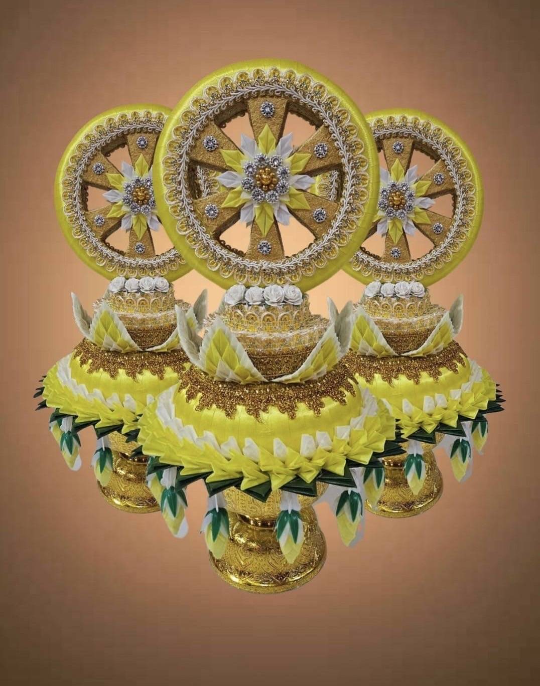 ต้นเทียน ธรรมจักร (1 ชุด มี 3 พาน)