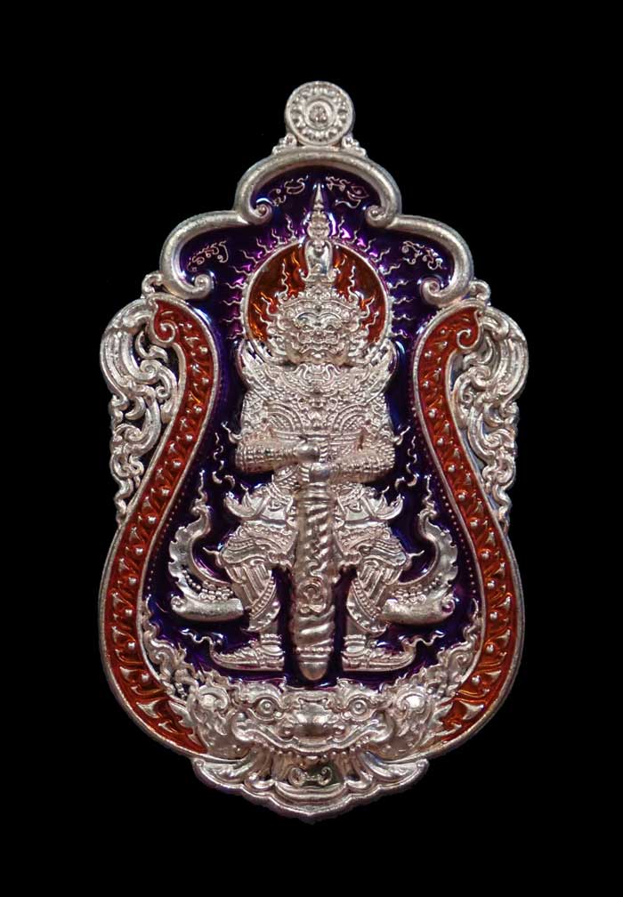 เหรียญท้าวเวสสุวรรณ รุ่นเทพประทานพร หลวงพ่อสุชาติ อภิชาโต วัดศิลาดอกไม้ จ.เพชรบูรณ์ ปี 2563 เนื้อทองแดงลงยา หมายเลข 854 ขนาดพระสูง 4.5 ซ.ม. พร้อมกล่องเดิม