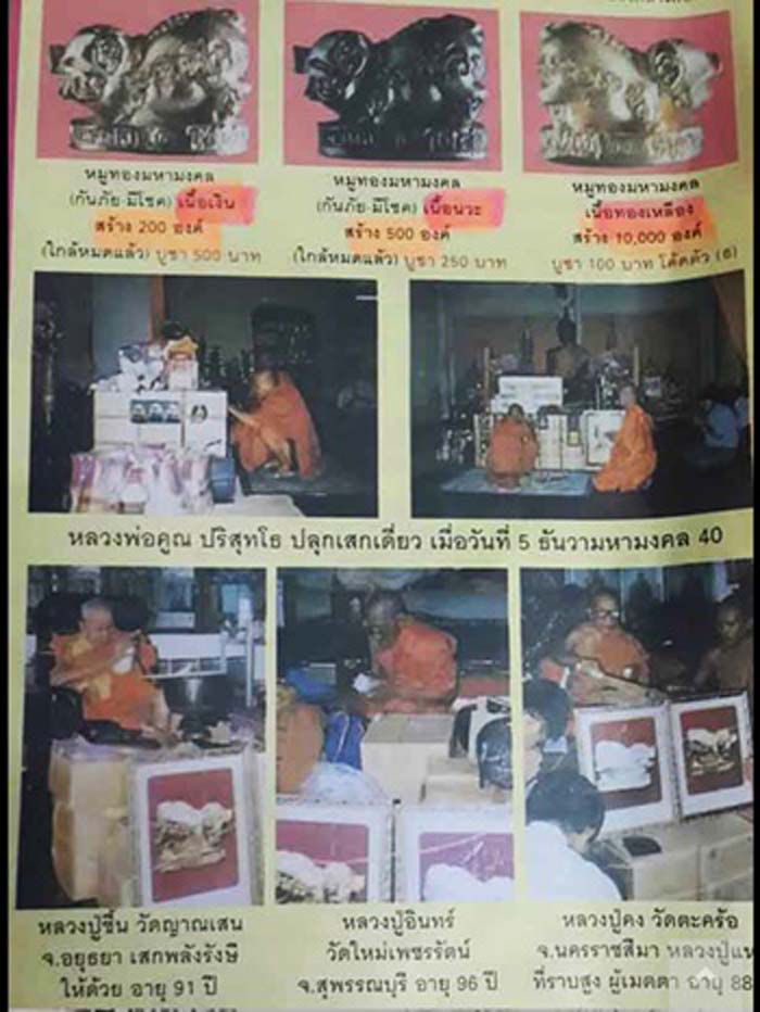 รูปหล่อหมูทองมหาลาภ รุ่นกันภัย โชคลาภ เนื้อทองเหลือง ปี 2541